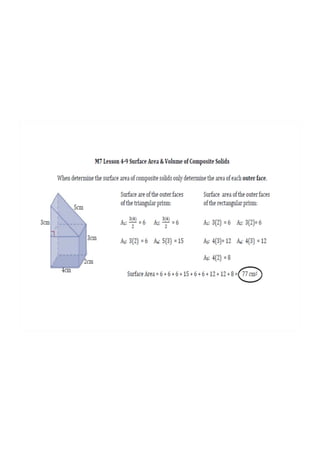 M7 lesson 4 9 surface area and volume of composite solids packet with answers