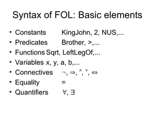 First-Order Logic (FOL) in AI berkeley.ppt