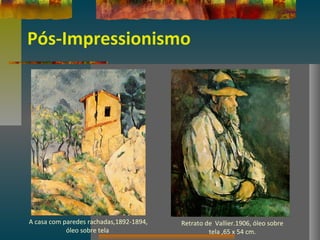 Pós-Impressionismo
A casa com paredes rachadas,1892-1894,
óleo sobre tela
Retrato de Vallier.1906, óleo sobre
tela ,65 x 54 cm.
 
