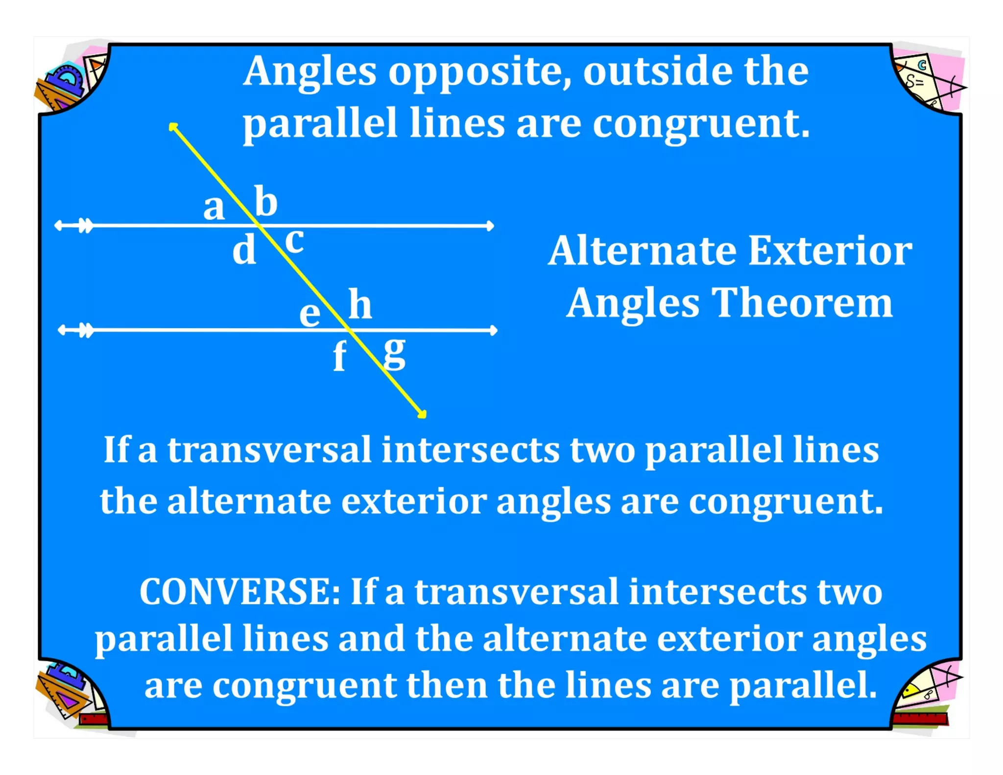 M8 acc l esson 8-1 angles of transversals &amp; parallel lines.