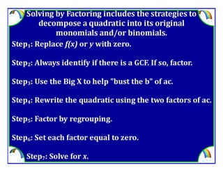 M8 adv lesson 3 7 solve by factoring &amp; square root method