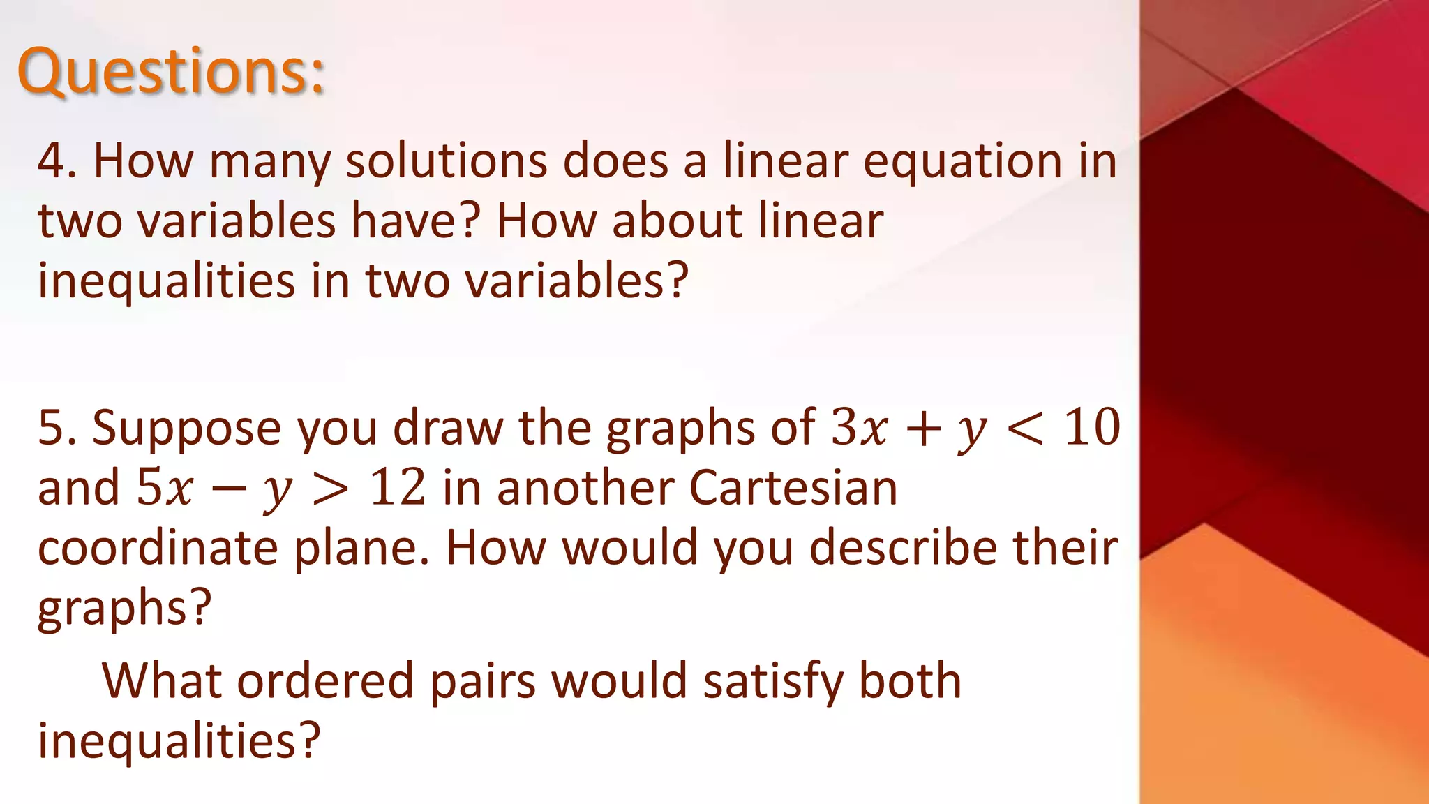 System of Linear inequalities in two variables | PPTX