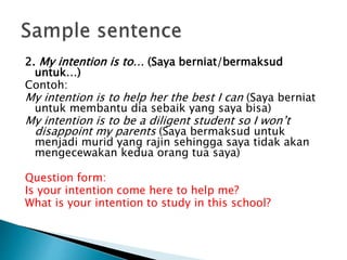 KELAS 10 SMA WAJIB PERTEMUAN 8// intention part 1 | PPTX