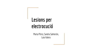 Lesions per
electrocució
Marta Pérez, Sandra Salmerón,
Laia Valero
 