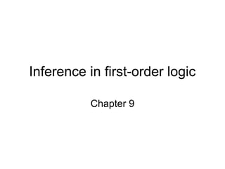 Inference in first-order logic Reducing first-order | PPT