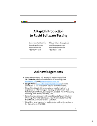 A Rapid Introduction to Rapid Software Testing | PDF