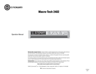 ジャンク AMCRON MACRO-TECH 2402 アンプ CH2不具合 Yahoo!オークション - AMCRON Macro-Tech 2402 パワーアンプ