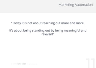 112015
Marketing Automation
‘Today it is not about reaching out more
and more’
‘It’s about standing out by being meaningfu...
