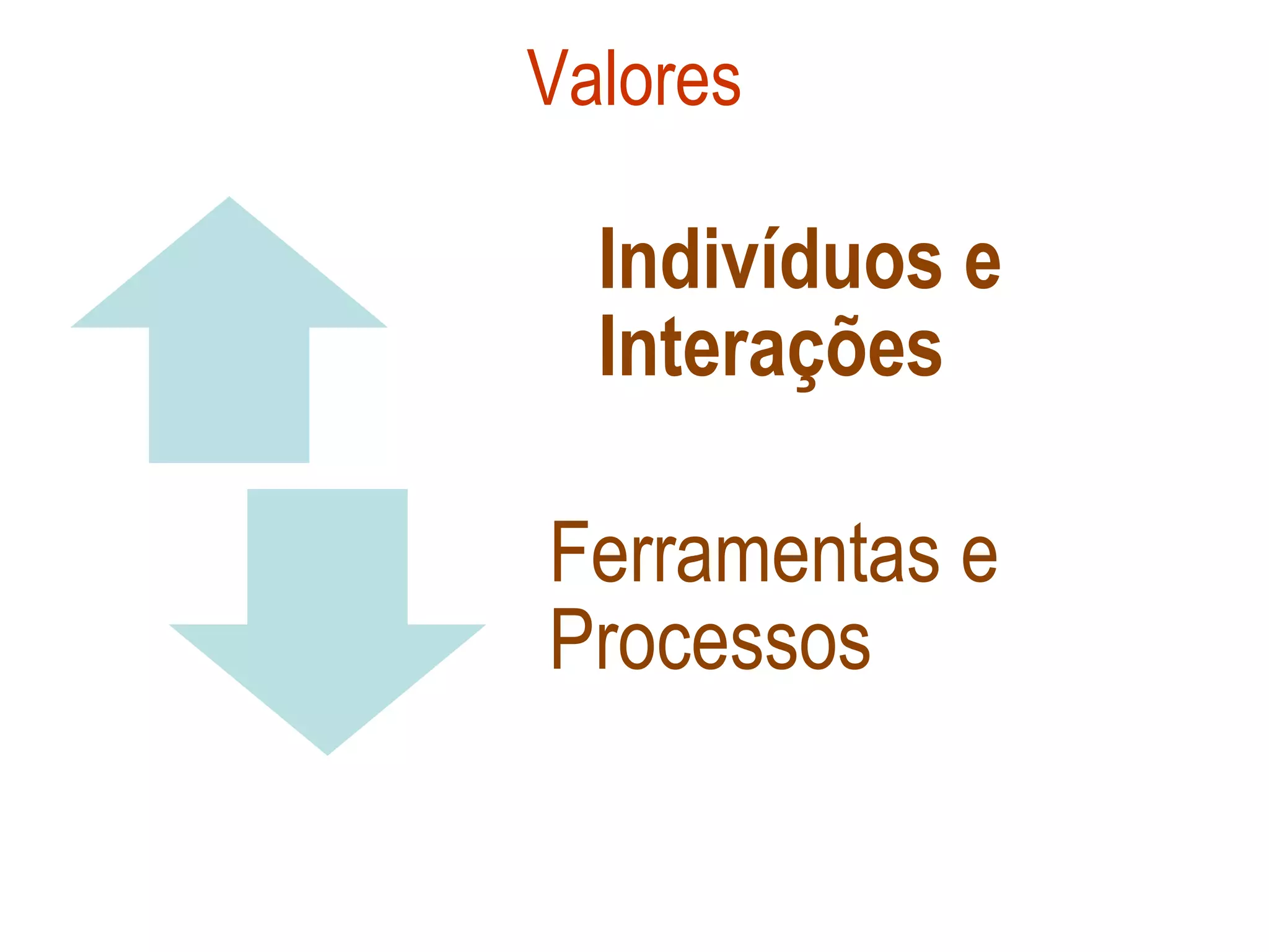 Valores

  Indivíduos e
  Interações

Ferramentas e
Processos
 