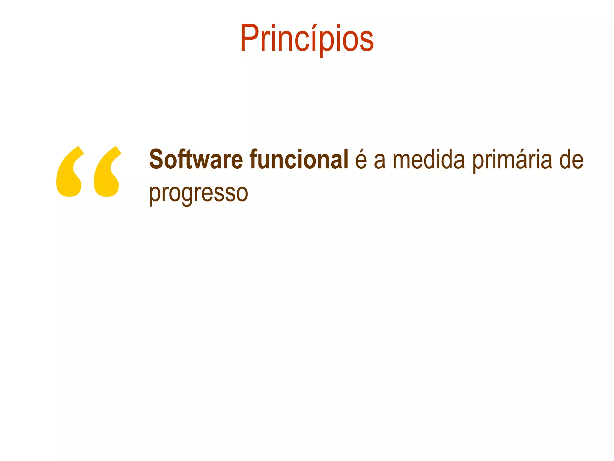 Princípios




“
    Software funcional é a medida primária de
    progresso
 