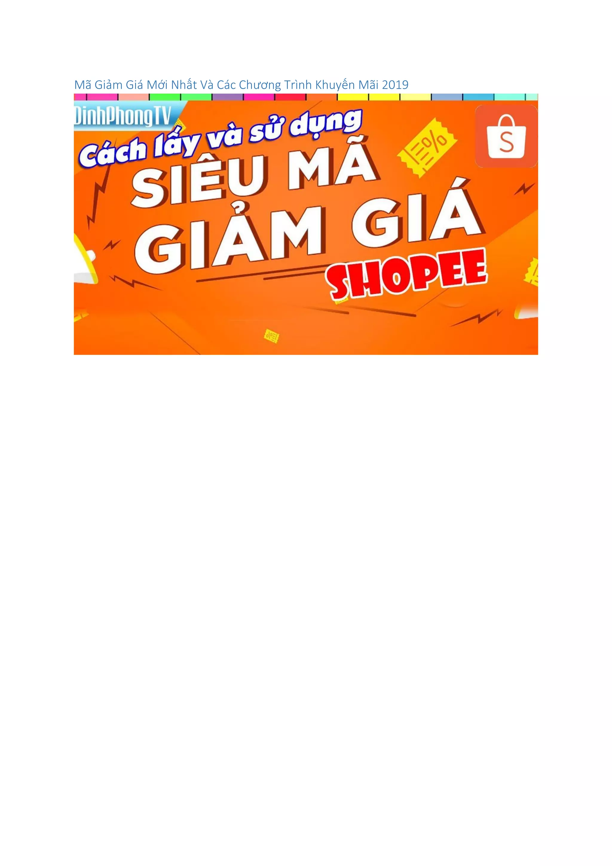 Mã Giảm Giá Mới Nhất Và Các Chương Trình Khuyến Mãi 2019