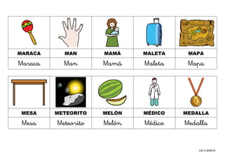 CEE A BARCIA
MARACA MAN MAMÁ MALETA MAPA
Maraca Man Mamá Maleta Mapa
MESA METEORITO MELÓN MÉDICO MEDALLA
Mesa Meteorito Me...