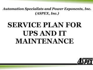 Automation Specialists and Power Exponents, Inc.
(ASPEX, Inc.)
 