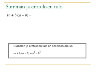 Summan ja erotuksen tulo 