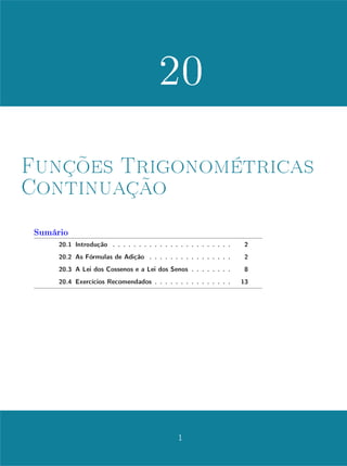 Unidade 15 Caracterização das Funções Logarítmicas
Esse crescimento lento do logaritmo, que contrasta com o crescimento rá-
pido da exponencial, é bem ilustrado pelos grácos das funções y = ax
e
y = loga x, que, como sabemos, são simétricos em relação à diagonal de R2
,
pois uma função é a inversa da outra.
Figura 15.2: Crescimento do logaritmo
15.3 Caracterização das Funções Logarítmi-
cas
Provaremos a seguir que, entre as funções monótonas injetivas de R+
e R,
somente as funções logarítmicas têm a propriedade de transformar produtos em
somas. Antes observemos que se f : X → Y é sobrejetiva e g: Y → X é tal
que g(f(x)) = x para todo x ∈ X, então tem-se necessariamente f(g(y)) = y
para todo y ∈ Y e g = f−1
, já que dado qualquer y ∈ Y existe x ∈ X tal que
f(x) = y e, consequentemente,
f(g(y)) = f(g(f(x)) = f(x) = y.
Assim, se g: R+
→ R é tal que g(ax
) = x para todo x ∈ R então g(y) = loga y
para todo y ∈ R+
, já que f : x ∈ R → ax
∈ R+
é sobrejetiva (estamos supondo
a  0 diferente de 1).
6
 