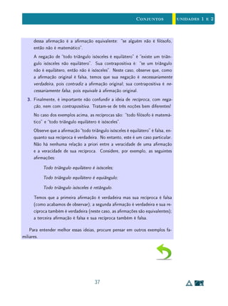 unidades 1 e 2Conjuntos
6. O conjunto das partes P (A) de um conjunto Aé o conjunto formado por
todos os subconjuntos do conjunto A. Prove o teorema de Cantor:
Se A é um conjunto, não existe uma função f : A → P (A) que seja
sobrejetiva.
Sugestão: Suponha que exista uma tal função f e considere X = {x ∈
A ; x /∈ f(x)}.
23
 