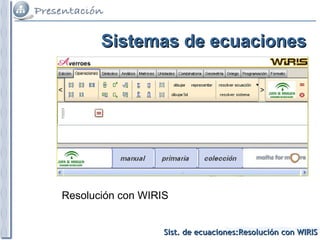 Sistemas de ecuaciones Resolución con WIRIS 