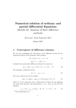 Numerical solution of ordinary and
partial dierential Equations
Module 23: Analysis of  