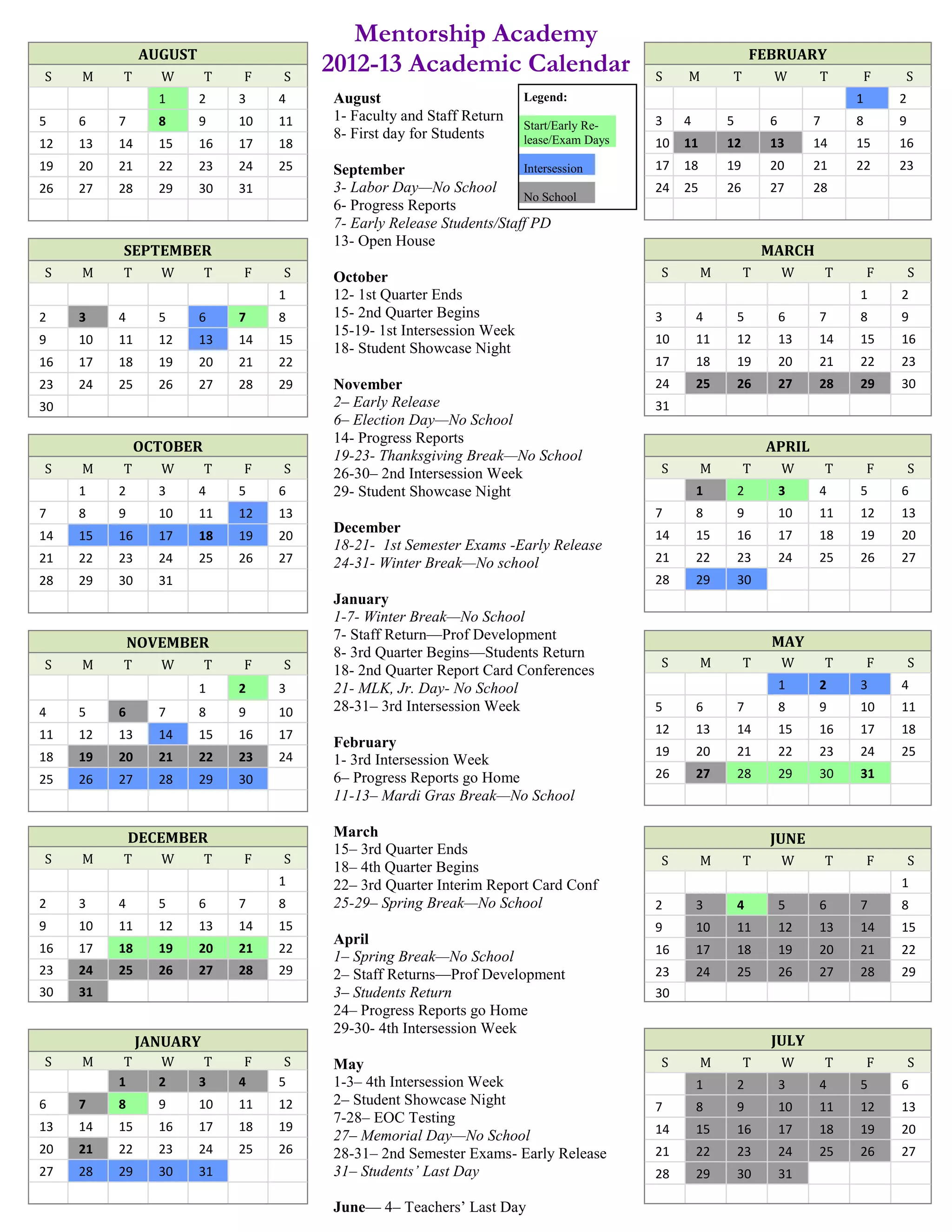 Mentorship Academy 201213 Calendar PDF