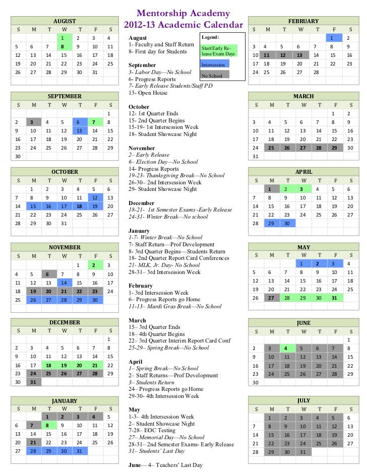 Mentorship Academy 201213 Calendar