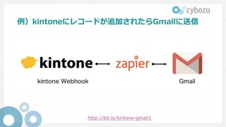 例）kintoneにレコードが追加されたらGmailに送信
http://bit.ly/kintone-gmail1
 