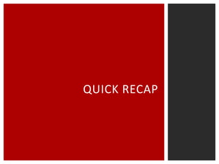 QUICK RECAP

 