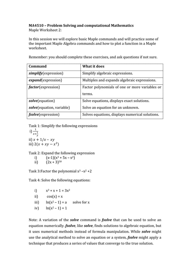 maple+worksheet+2 | PDF