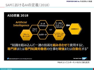 SAPにおけるAIの定義（2018）
M&Aによってコンポーネントをさらに強化拡充
作成資料より転載
 