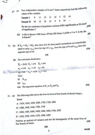 Ma5165 statistical methods for engineers-previous year question papers