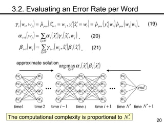 　 3.2. Evaluating an Error Rate per Word time time time time time time time approximate solution . (21) . (20) . (19) The computational complexity is proportional to  . 