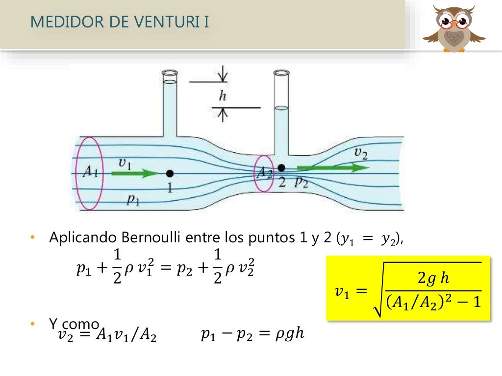 Ecuación de continuidad y de Bernoulli