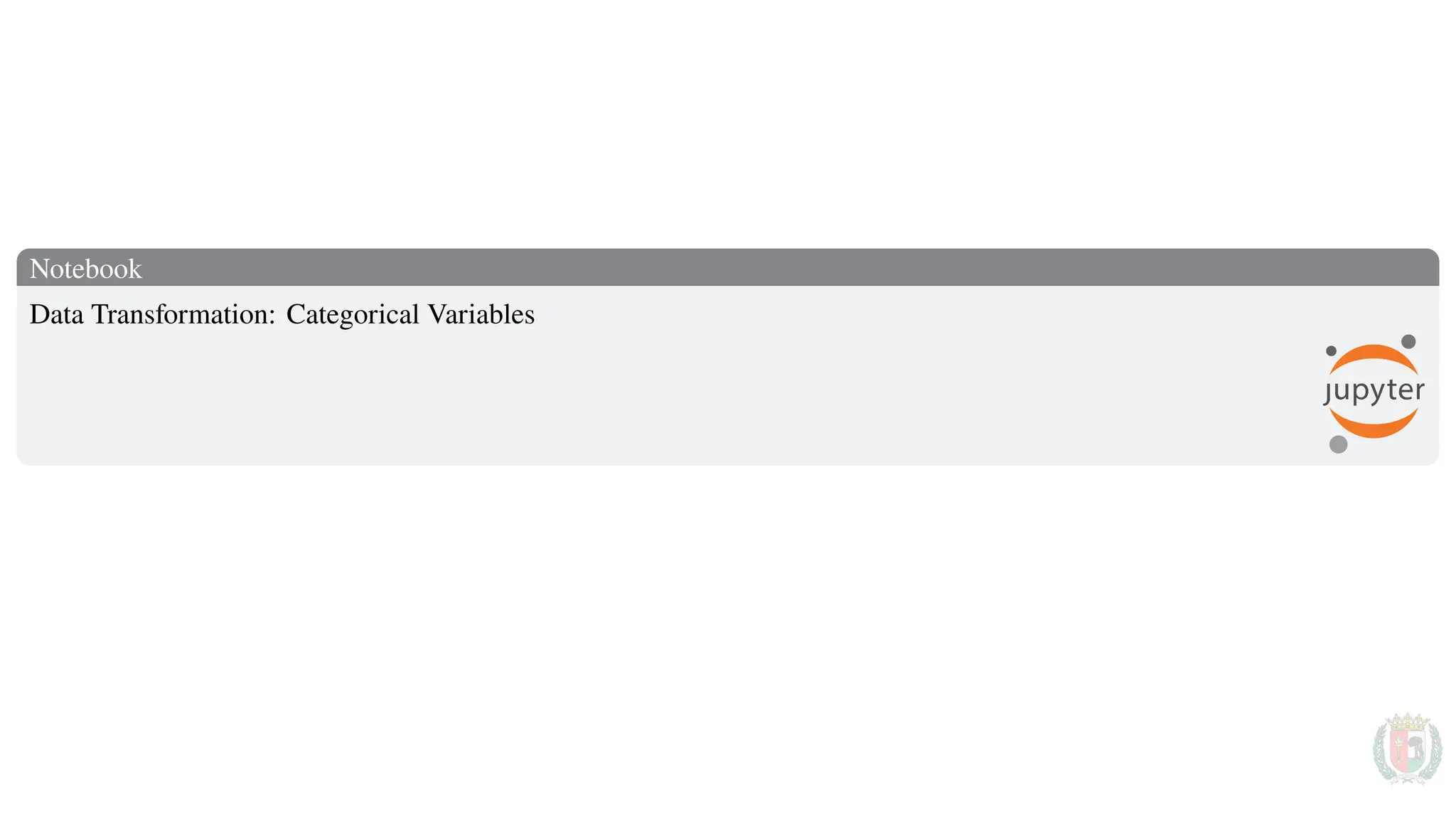 Notebook
Data Transformation: Categorical Variables
 