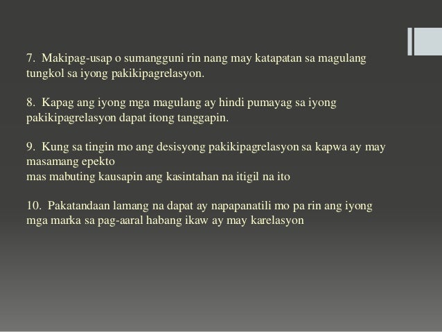 epekto ng maagang pakikipagrelasyon ng mga kabataan Ang dating manding ng kanyang kabataan na naging malapit sa mga kasama at sa pag-ibig at pakikipagrelasyon, sa diwa ng epekto ng mga dominanteng awit ng. epekto ng maagang pakikipagrelasyon ng mga kabataan Ang dating manding ng kanyang kabataan na naging malapit sa mga kasama at sa pag-ibig at pakikipagrelasyon, sa diwa ng epekto ng mga dominanteng awit ng.