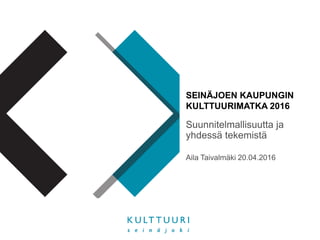 SEINÄJOEN KAUPUNGIN
KULTTUURIMATKA 2016
 