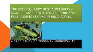 THE USE OF QUARRY DUST AND POULTRY
MANURE AS SUBSTITUTES FOR INORGANIC
FERTILIZER IN CUCUMBER PRODUCTION.

A C A S E S T U D Y O F T E C H I M A N M U N I C I PA L I T Y

 