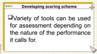Tool Scoring Example LESSONS: DEVELOPINGS THE SCORING SCHEMES | PPTX