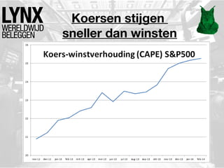 Koersen stijgen
sneller dan winsten

 