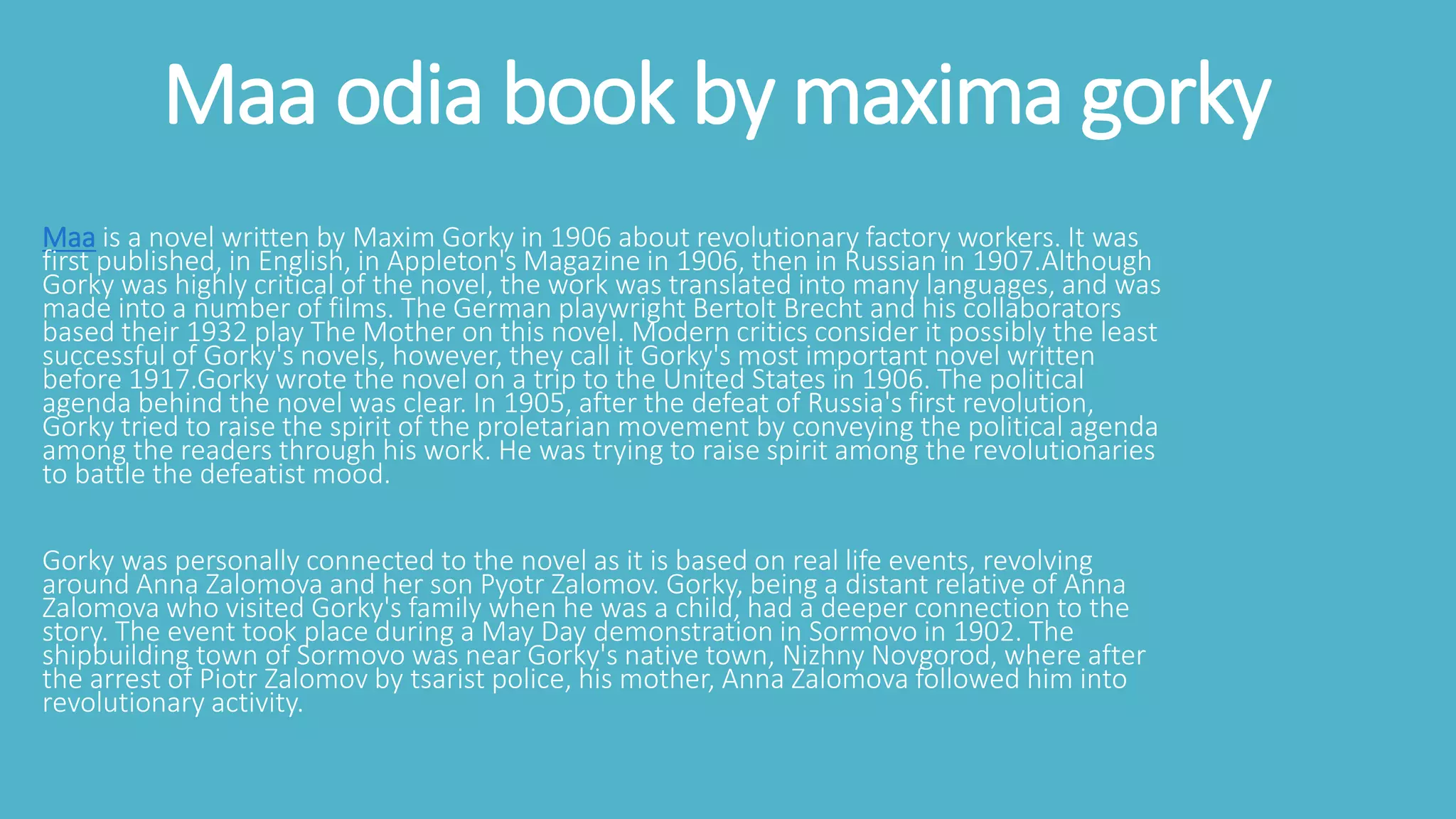 Maa odia book by maxima gorky.pptx