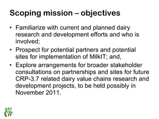 Report of a MilkIT scoping mission to Tanzania, August 2011