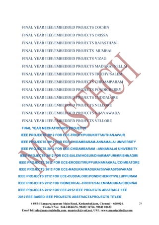 FINAL YEAR DIPLOMA PROJECTS LIST FOR DECE/DEEE/DCT/DME | DOC