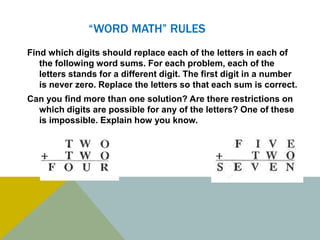 Maa word math making letters into numbers ppt 12 24 2014 | PPTX