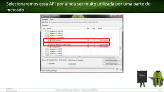 Selecionaremos essa API por ainda ser muito utilizada por uma parte do
mercado
(28/05 –
03/07)/2015
Minicurso Básico de Android – Thales Levi / UFMA 43
 