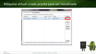 Máquina virtual criada pronta para ser inicializada
(28/05 –
03/07)/2015
Minicurso Básico de Android – Thales Levi / UFMA 77
 