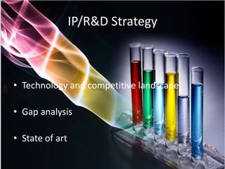 IP/R&D StrategyTechnology and competitive landscapeGap analysisState of art 