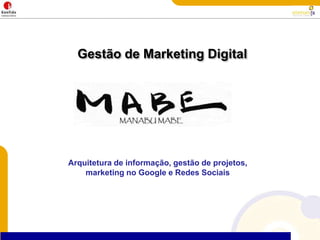 Gestão de Marketing Digital Arquitetura de informação, gestão de projetos, marketing no Google e RedesSociais 