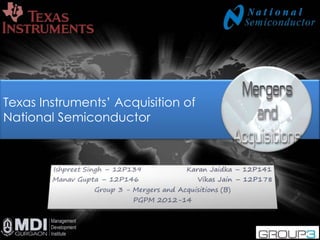 1
Texas Instruments’ Acquisition of
National Semiconductor
 