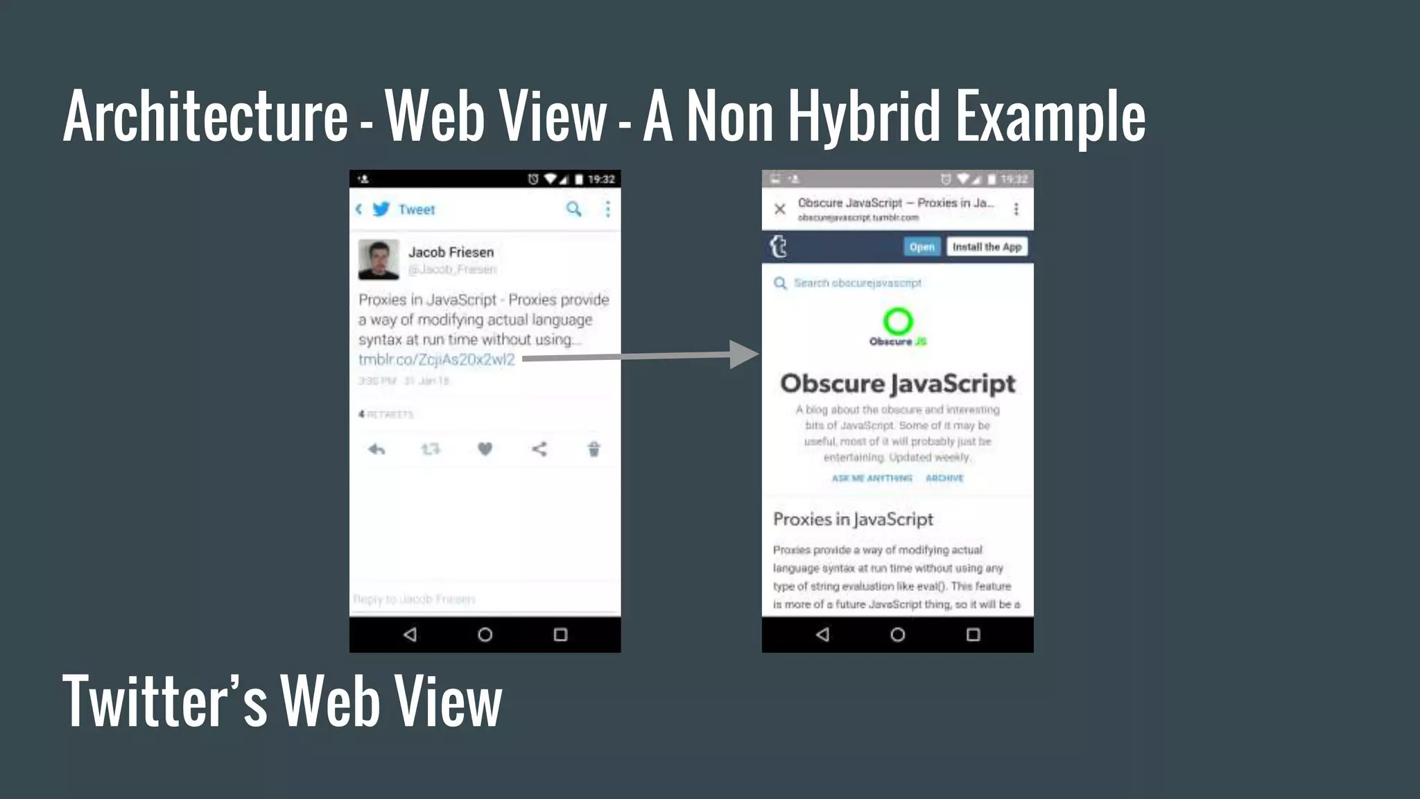 Architecture - Web View - A Non Hybrid Example
Twitter’s Web View
 