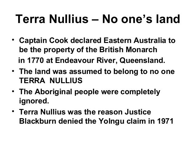Terra Nullius Property Law Terra Nullius Property Law
