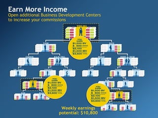 Earn More Income Open additional Business Development Centers to increase your commissions Weekly earnings potential: $10,800 