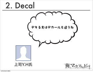 2. Decal

                   デキる男はデカールも違うね




              上司Y.H氏
13年3月20日水曜日
 